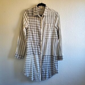 Current Air Shirtdress WhiteBlue Plaid Patchwork Layering WesternRodeo Cabincore